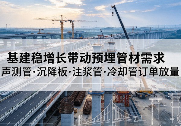三河基建稳增长带动预埋监测管材需求，声测管、沉降板、注浆管订单持续放量